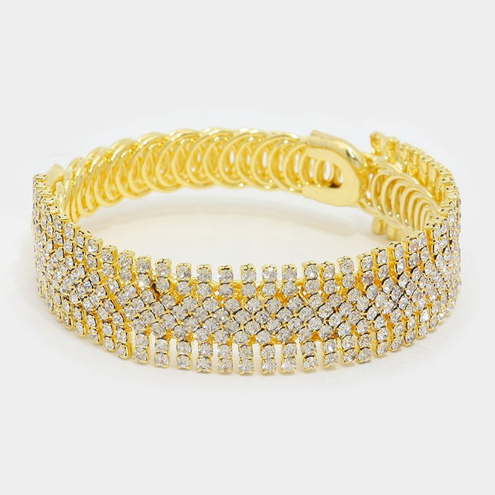Crystal Rhinestone Adjustable Evening Bracelet