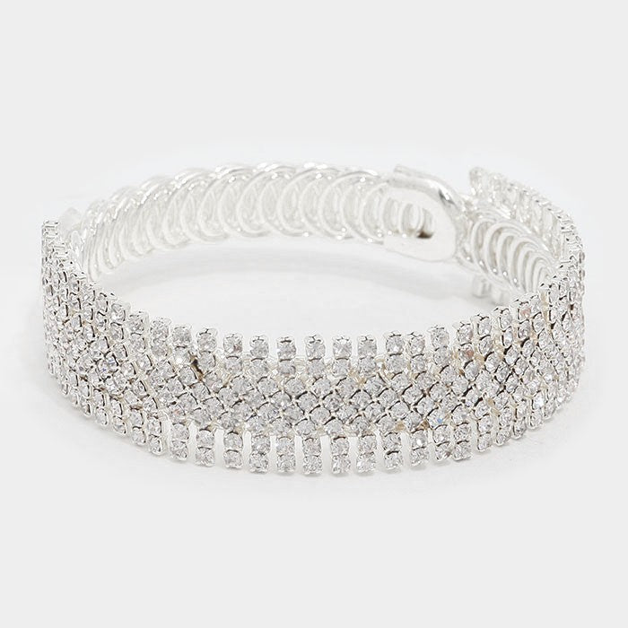 Crystal Rhinestone Adjustable Evening Bracelet