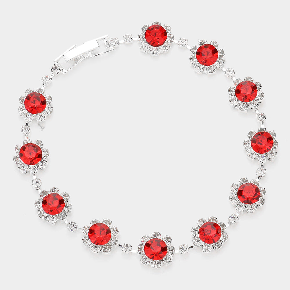 Round Crystal Rhinestone Rosette Evening Bracelet