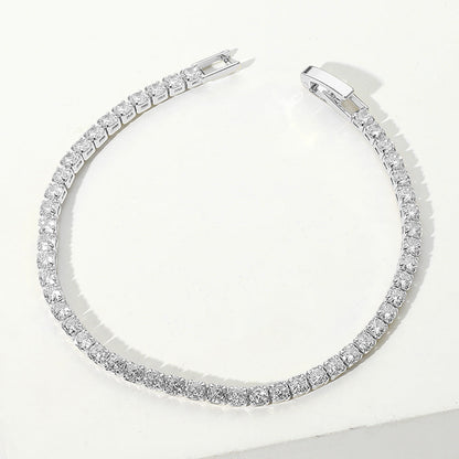 Round CZ Stone Tennis Chain Evening Bracelet