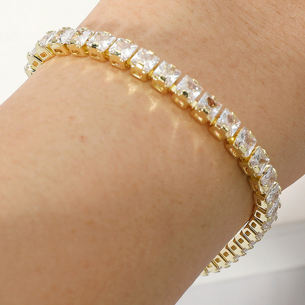 Round CZ Stone Tennis Chain Evening Bracelet