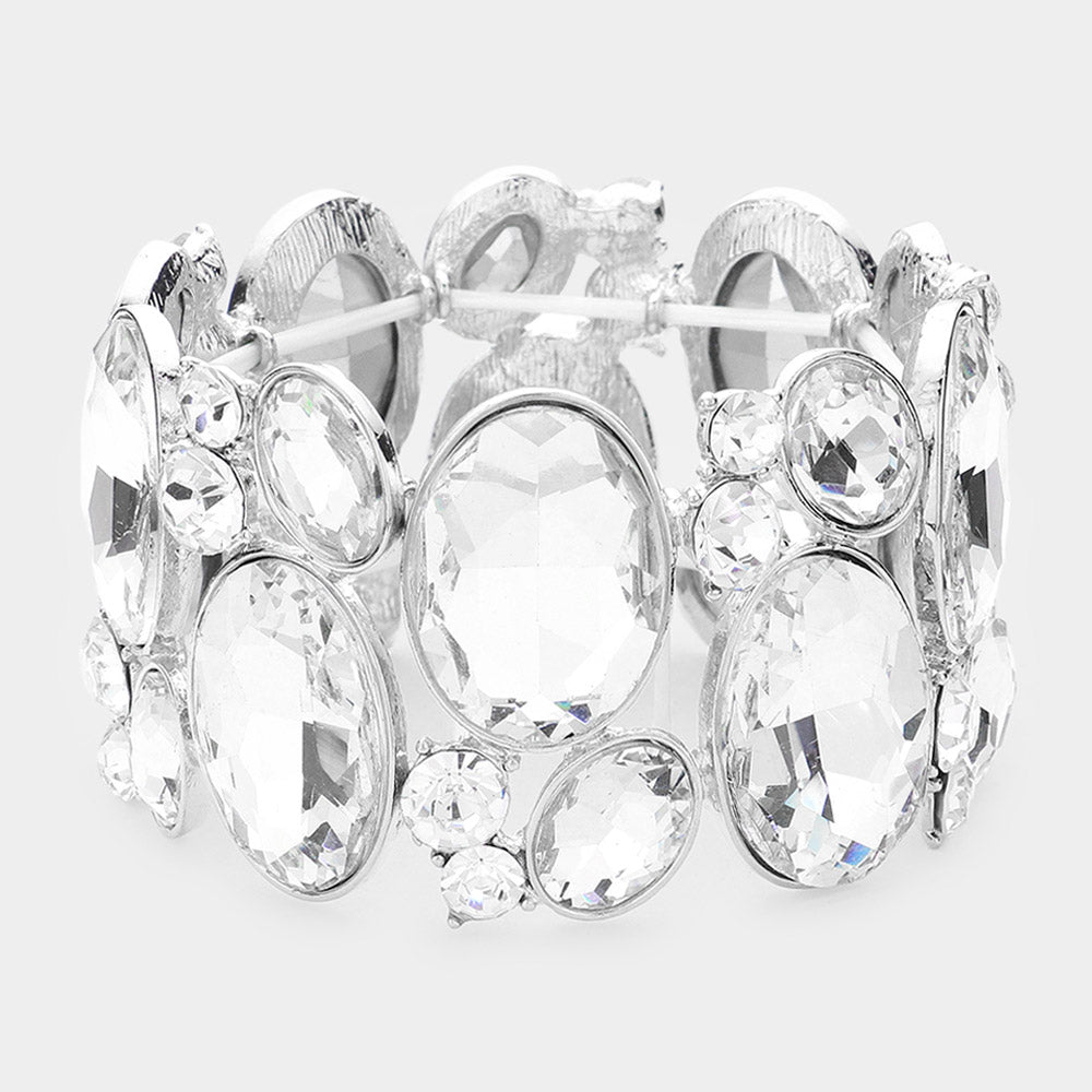 Oval Crystal Rhinestone Stretch Bracelet