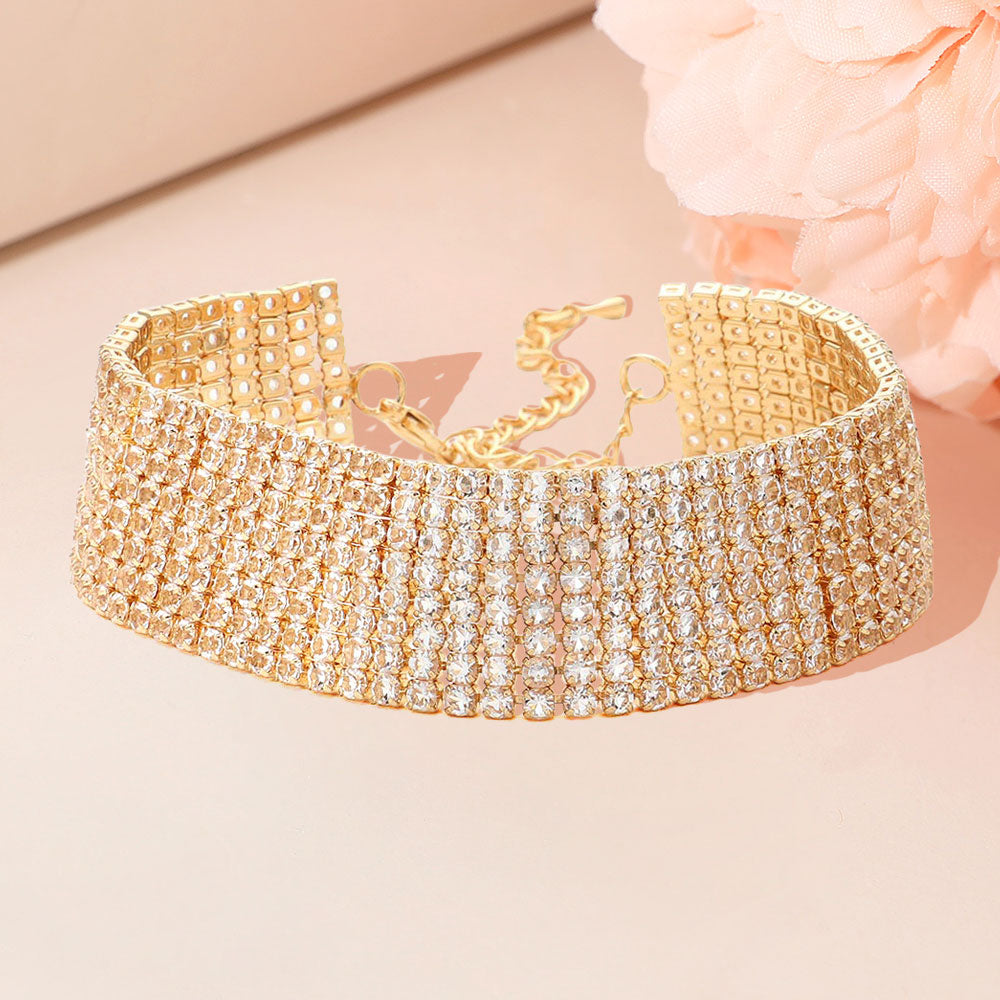 8 Rows Pave CZ Tennis Evening Bracelet