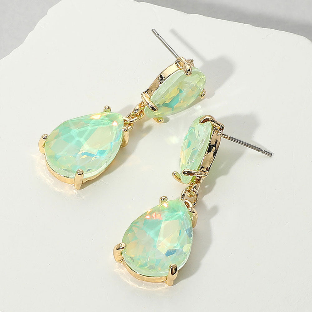 Women's Double Teardrop Link Dangle Evening Earrings