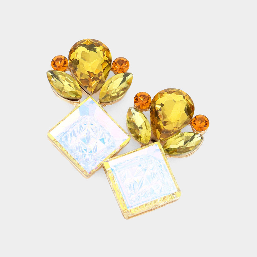 Floral Multi Stone Evening Earrings
