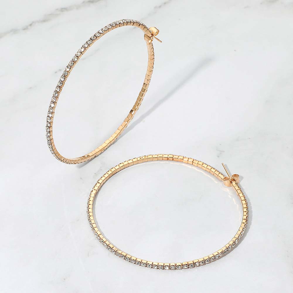 Women's 60mm Rhinestone Paved Hoop Earrings