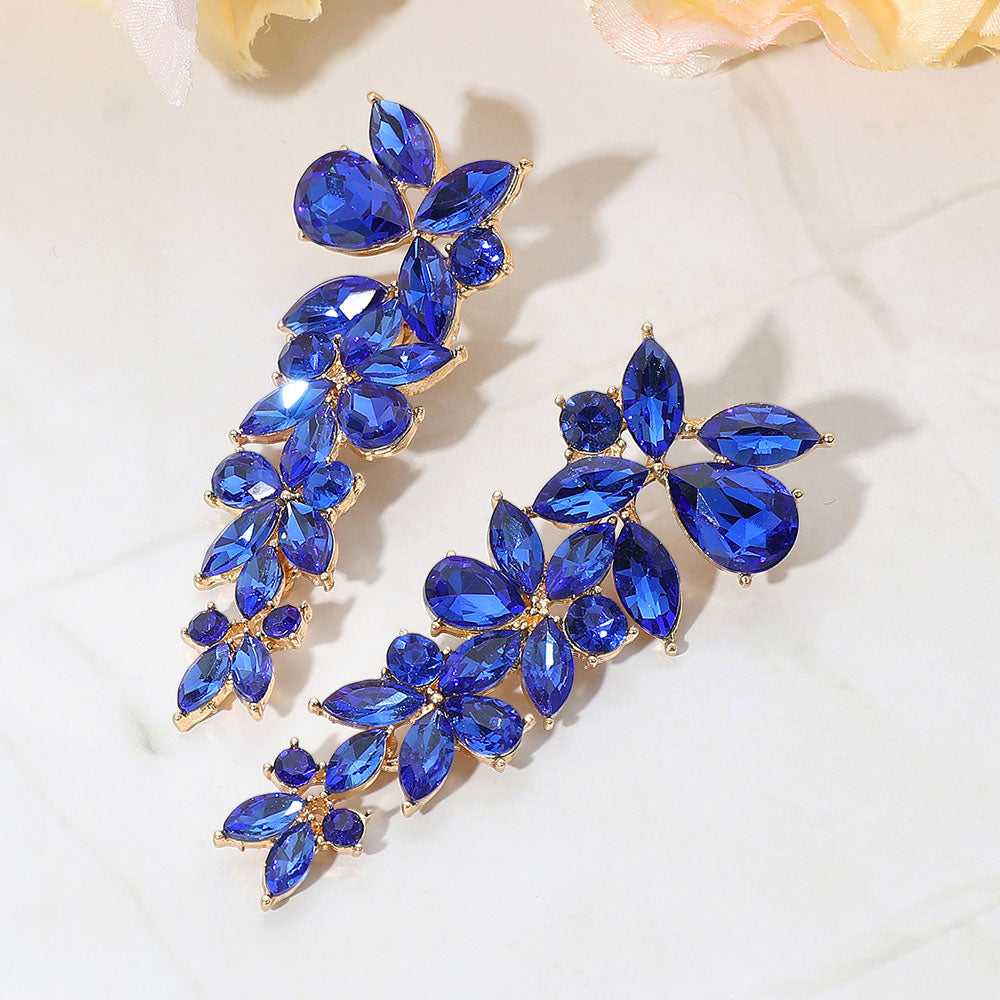 Floral Multi Stone Evening Earrings