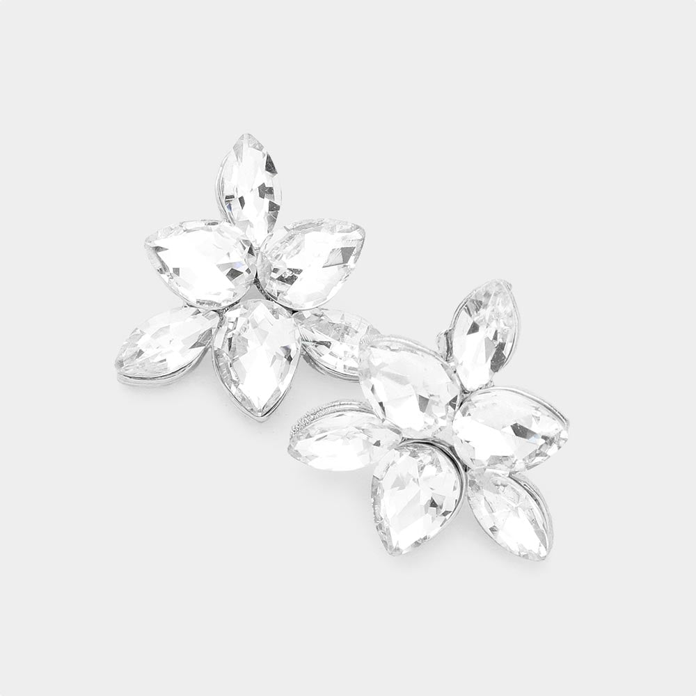 Marquise Teardrop Stone Cluster Evening Stud Earrings