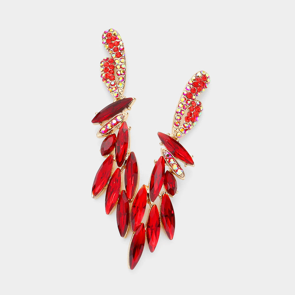 Marquise Stone Cluster Evening Earrings