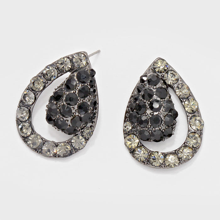 Crystal Rhinestone Teardrop Evening Earrings