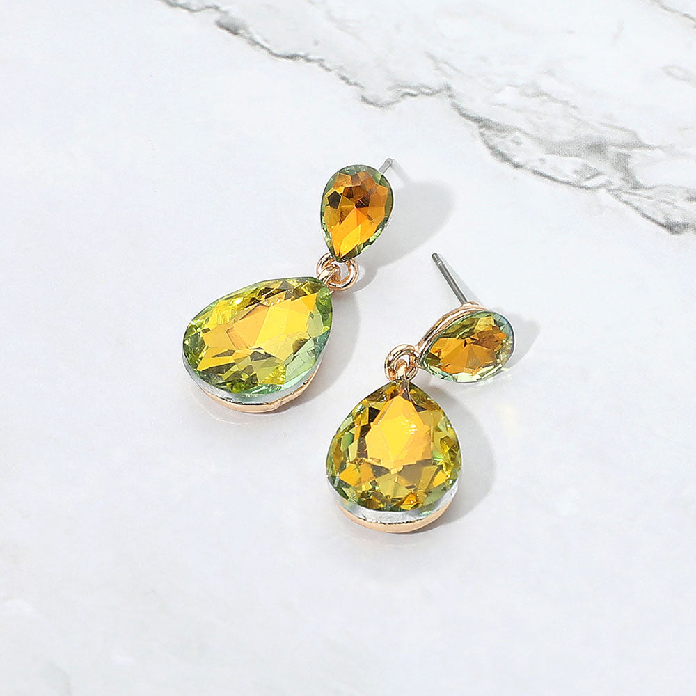 Women's Glass Crystal Teardrop Dangle Earrings
