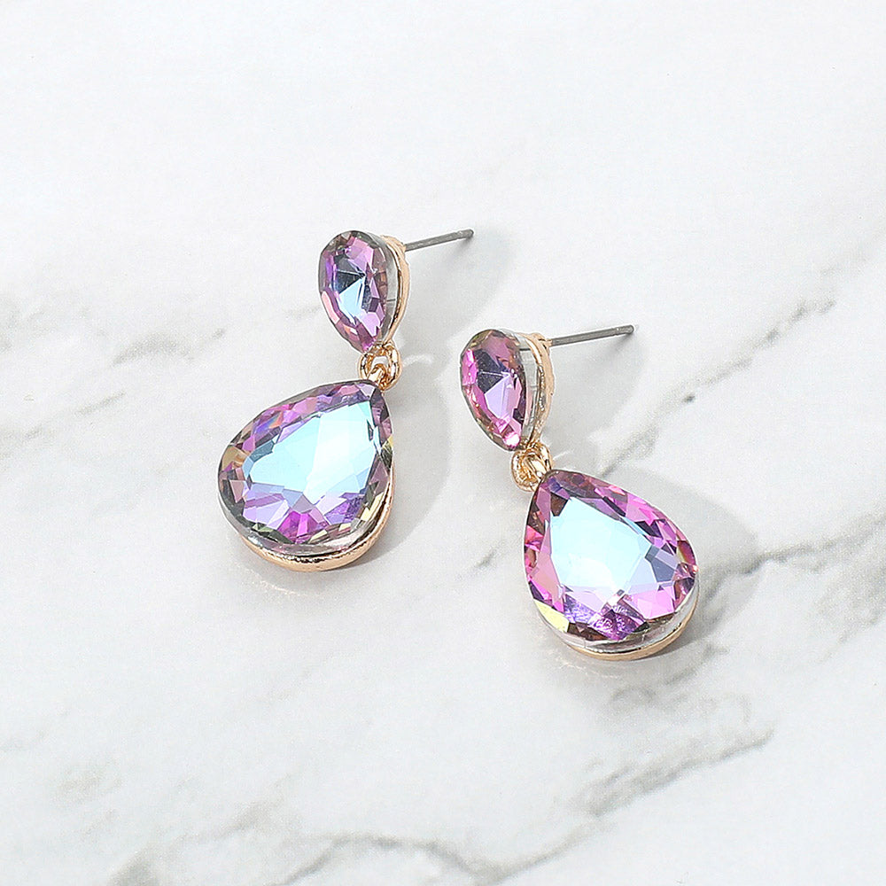 Women's Glass Crystal Teardrop Dangle Earrings