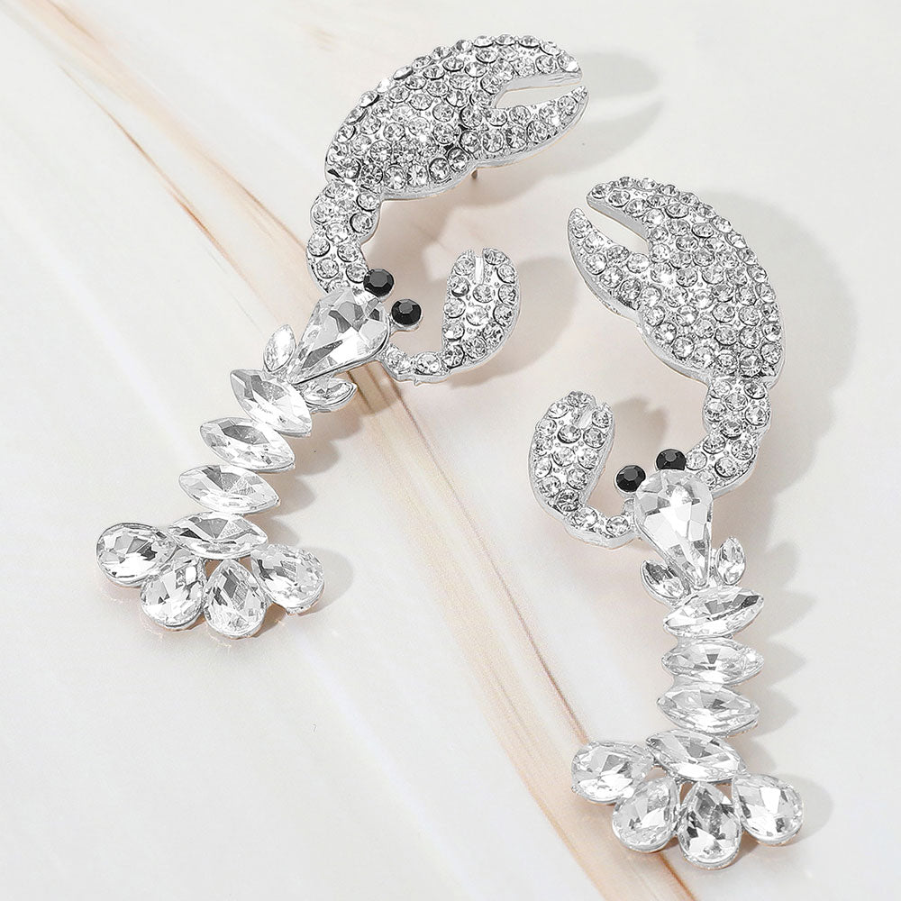 Multi Stone Lobster Dangle Statement Earrings