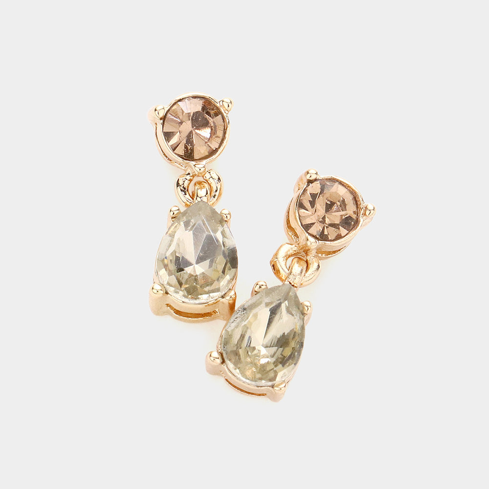 Pendientes de Noche Colgantes con Eslabones y Piedras Redondas en Forma de Gota