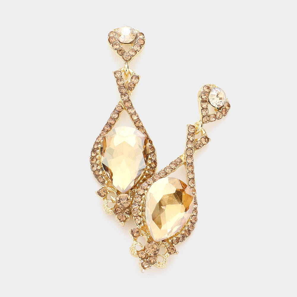 Crystal Rhinestone Teardrop Evening Earrings