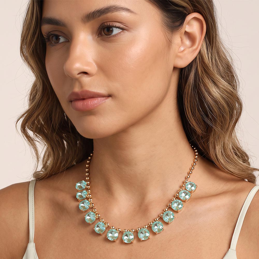 Cushion Teardrop Round Stone Link Evening Necklace