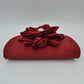 Evening Clutch Bag with Large Fabric Flower and Metal Top Handle