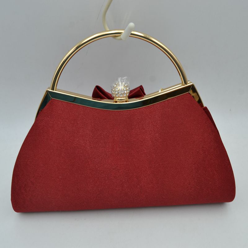 Evening Clutch Bag with Large Fabric Flower and Metal Top Handle