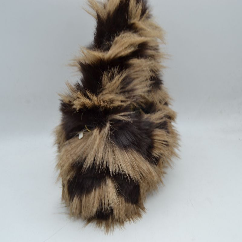 Shaggy Plush Handbag with Integrated Handle and Chain Strap