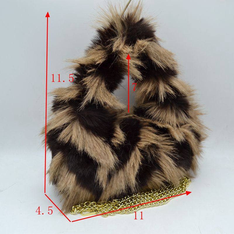 Shaggy Plush Handbag with Integrated Handle and Chain Strap