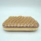 Rhinestone Evening Clutch Bag with Wavy Gold Trim and Chain Strap