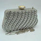 Rhinestone Evening Clutch Bag with Wavy Gold Trim and Chain Strap