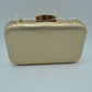 Beaded Evening Clutch Bag with Rhinestone Stripes and Chain Strap