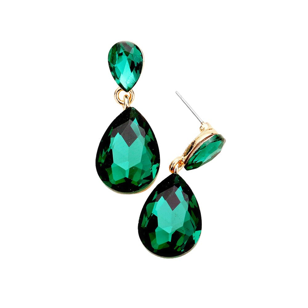 Women's Glass Crystal Teardrop Dangle Earrings
