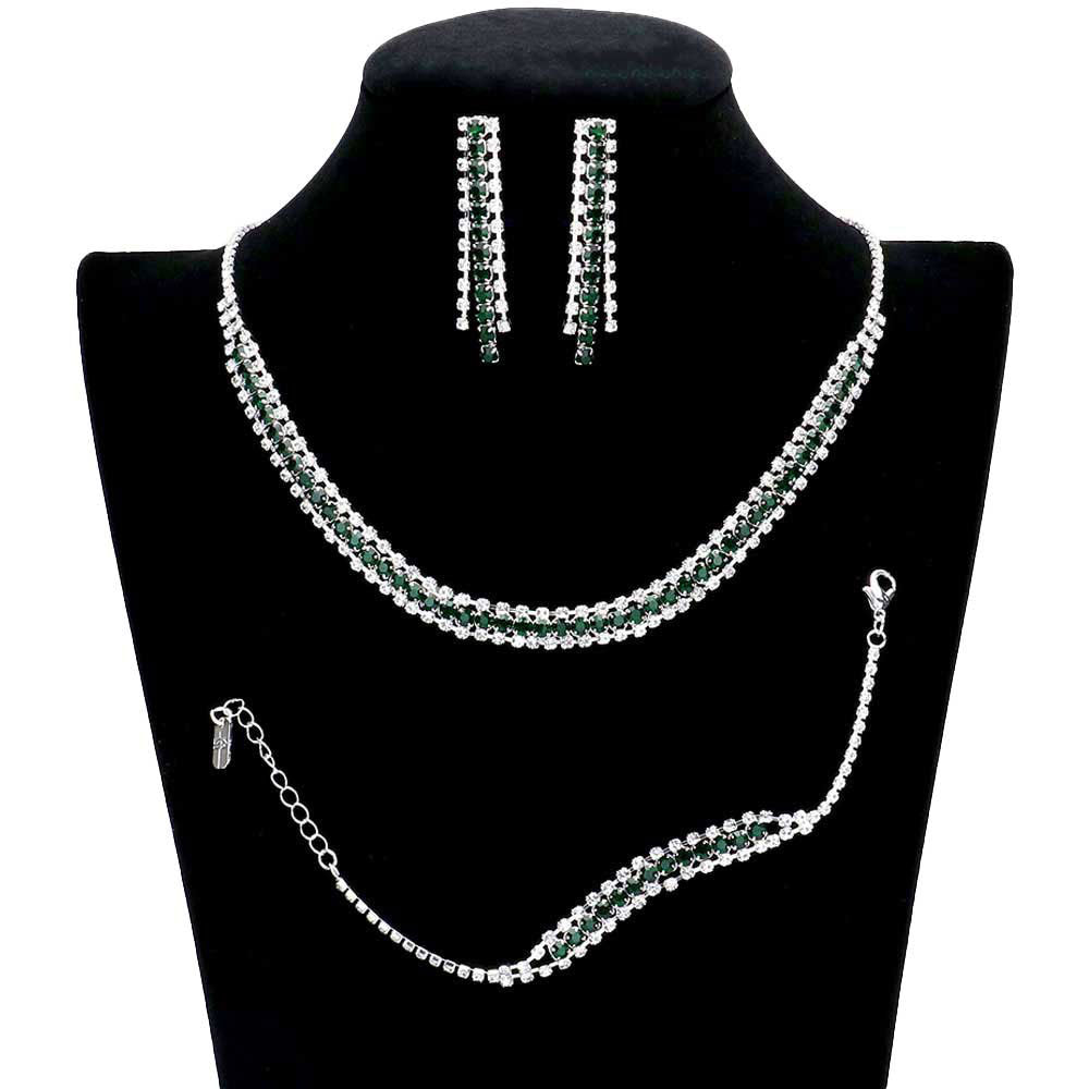 3PCS Rhinestone Necklace Jewelry Set