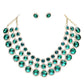 Crystal Pave Trim Round Evening Necklace Earring Set