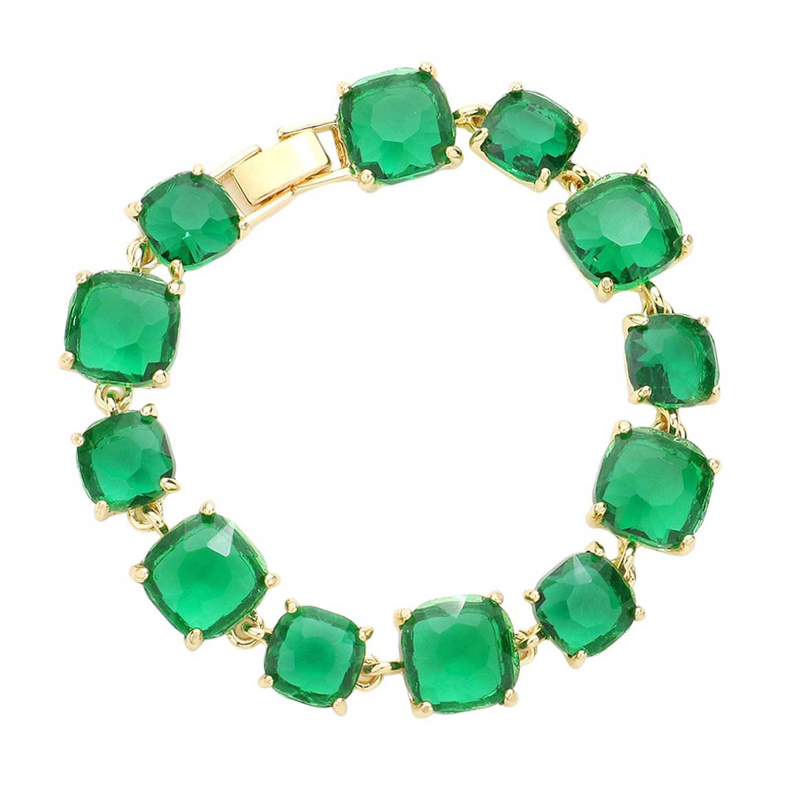 Women's Cushion Square Stone Link Evening Bracelet
