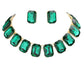 Emerald Cut Stone Link Evening Necklace Earring Set