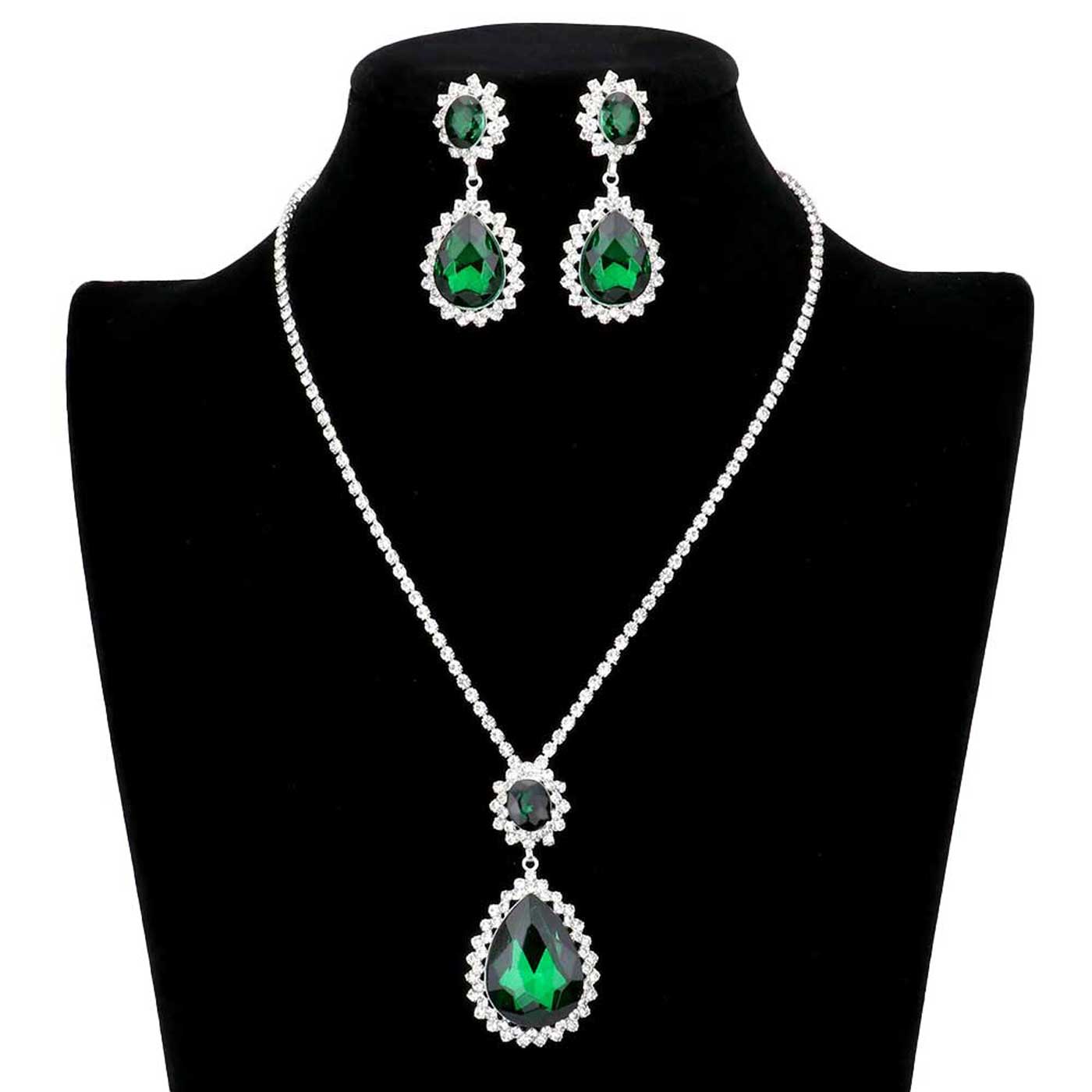 Teardrop Accented Rhinestone Necklace