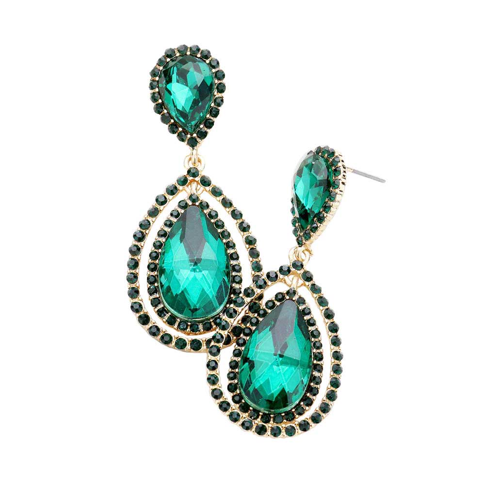 Teardrop Crystal Rhinestone Dangle Evening Earrings