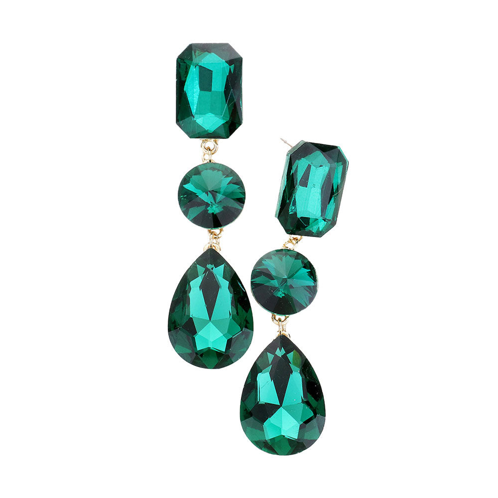 Triple Crystal Rhinestone Evening Earrings