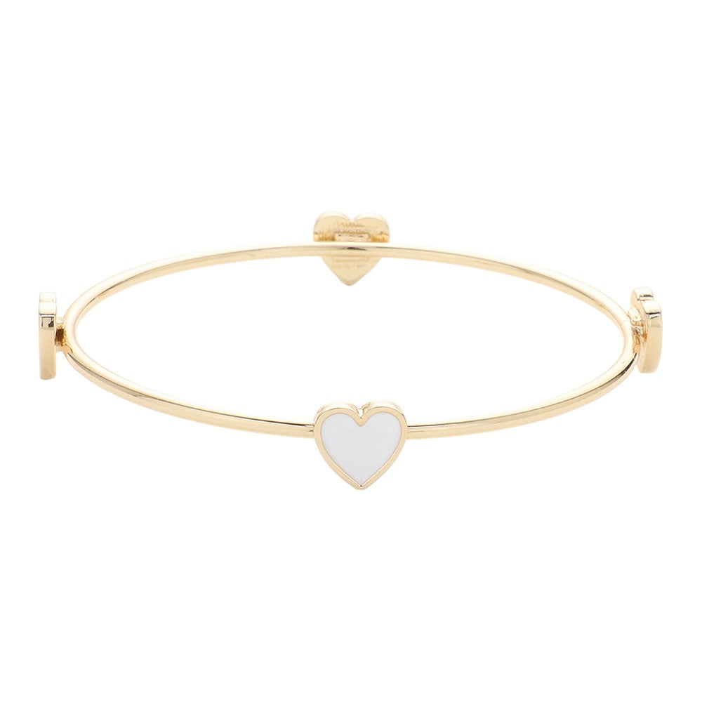 Enamel Heart Pointed Bangle Bracelet