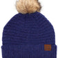 C.C Solid Boucle Yarn Beanie Hat With Pom