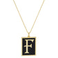 Gold Dipped Enamel Rectangle Monogram Pendant Necklace