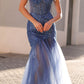Vestido largo de fiesta sin mangas de tul con escote corazón y corte sirena, modelo Anabel F1467 de Nox