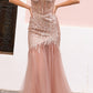 Vestido largo de fiesta sin mangas de tul con escote corazón y corte sirena, modelo Anabel F1467 de Nox