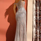 Nox Anabel F1469 Long Cold Shoulder Corset Sequin Fitted Gown