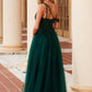 Nox Anabel F1567 Vestido con bordado línea A y cintura con transparencias y varillas