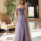 Nox Anabel F1567 Vestido con bordado línea A y cintura con transparencias y varillas