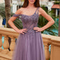 Nox Anabel F1567 Vestido con bordado línea A y cintura con transparencias y varillas