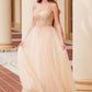 Nox Anabel F1567 Vestido con bordado línea A y cintura con transparencias y varillas
