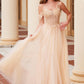Nox Anabel F1567 Vestido con bordado línea A y cintura con transparencias y varillas