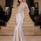 Nox Anabel F1568 Vestido de satén con cuentas, escote Bardot y cintura encorsetada