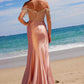 Nox Anabel F1568 Vestido de satén con cuentas, escote Bardot y cintura encorsetada