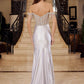 Nox Anabel F1568 Vestido de satén con cuentas, escote Bardot y cintura encorsetada