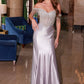 Nox Anabel F1568 Vestido de satén con cuentas, escote Bardot y cintura encorsetada